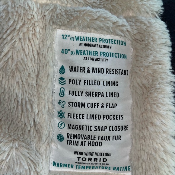 TORRID puffer parka women's Torrid plus size 0 (12) 12 degree sherpa coat - Picture 8 of 8